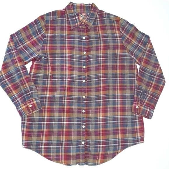 Johnny Was 3J Workshop Lorie Plaid Embroidered Bu - Picture 4 of 9